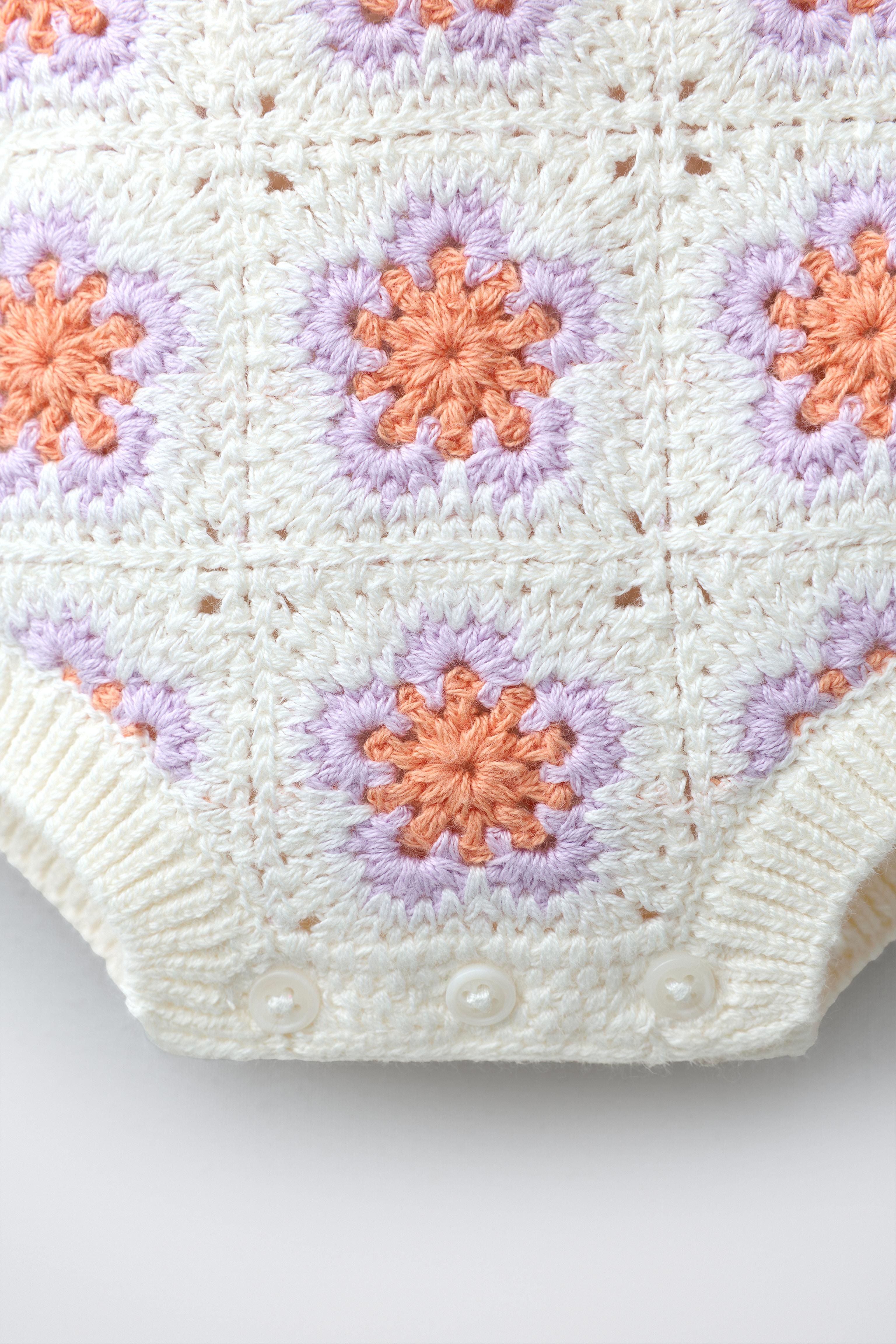 CROCHETED FLOWER KNIT ROMPER